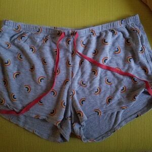 Tabitha Webb Gray w Rainbows Lounge Pajamas Sleep Shorts